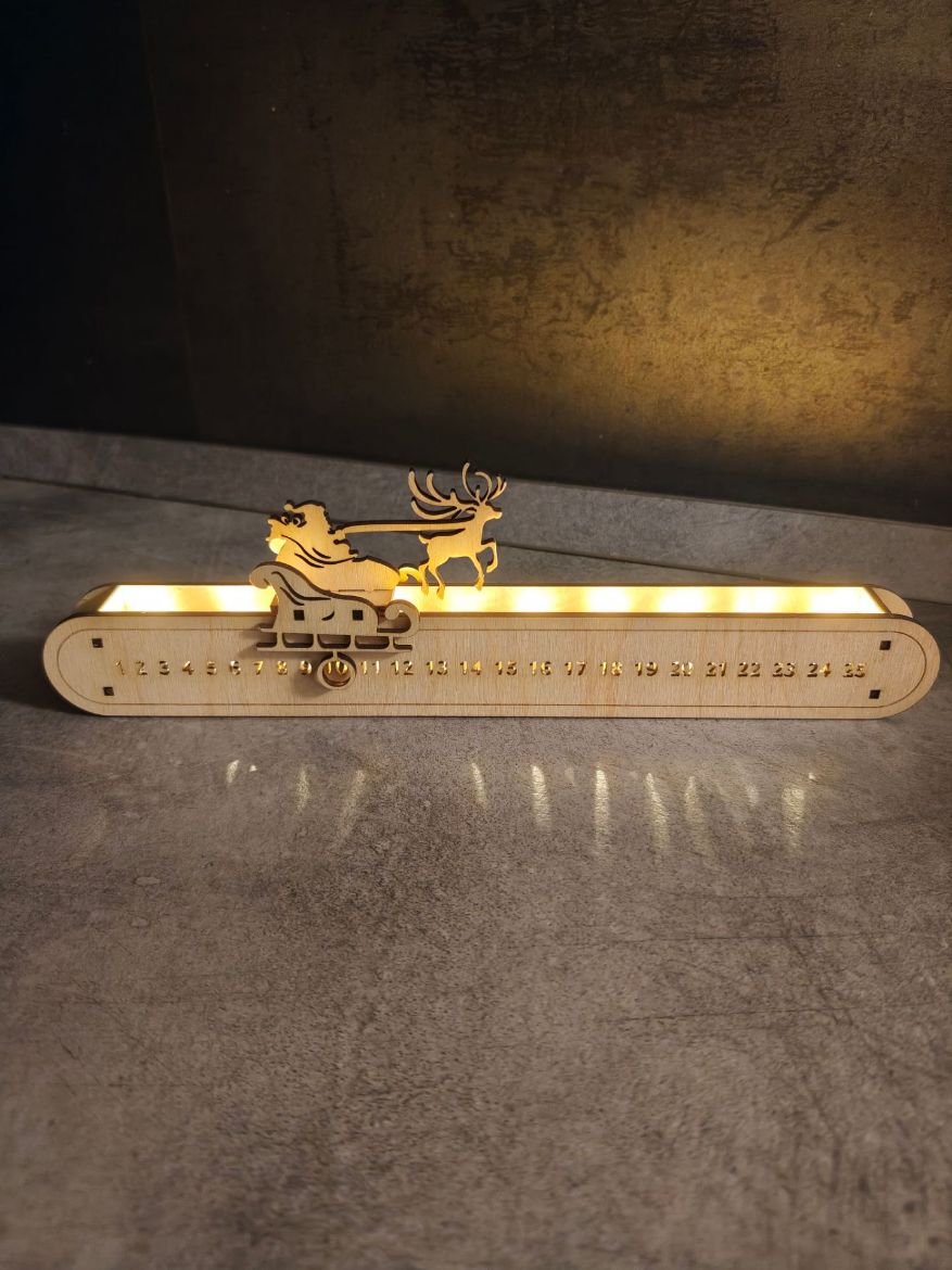 Lézervágott fa karácsonyi visszaszámláló dísz