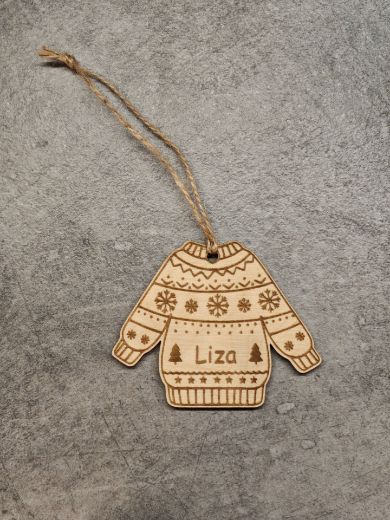 Karácsonyi fa ajándékcímke – névre szóló, gravírozott