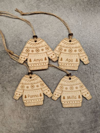 Karácsonyi fa ajándékcímke – névre szóló, gravírozott