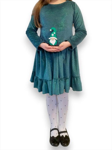 Elegáns csillogós kislány alkalmi ruha - zöld