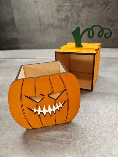 Halloween tök-dobozka – fiókos, világító dekoráció