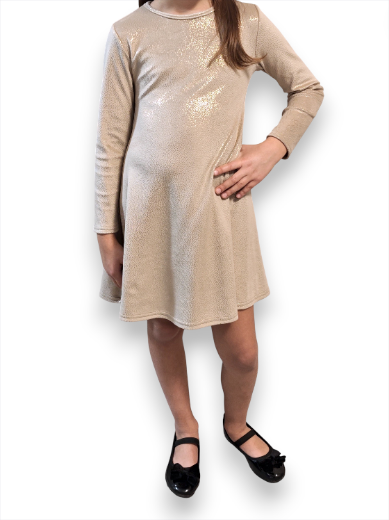 Elegáns csillogós arany kislány alkalmi ruha