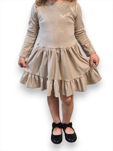 Elegáns csillogós kislány alkalmi ruha - arany