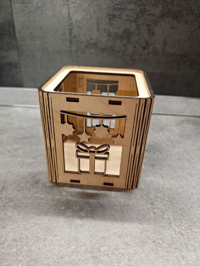 Fa Dekorkocka led világtással