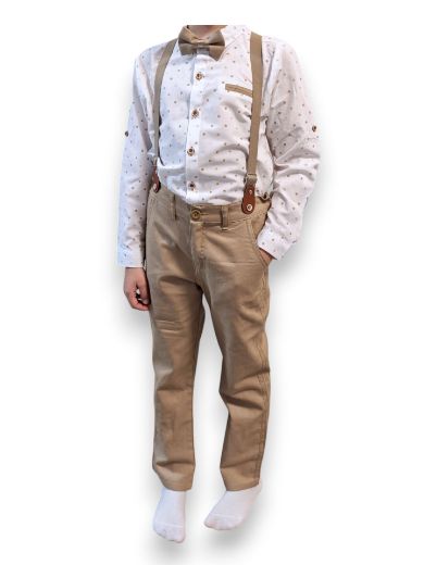 Fiú 4 részes alkalmi szett - Fehér-Bézs